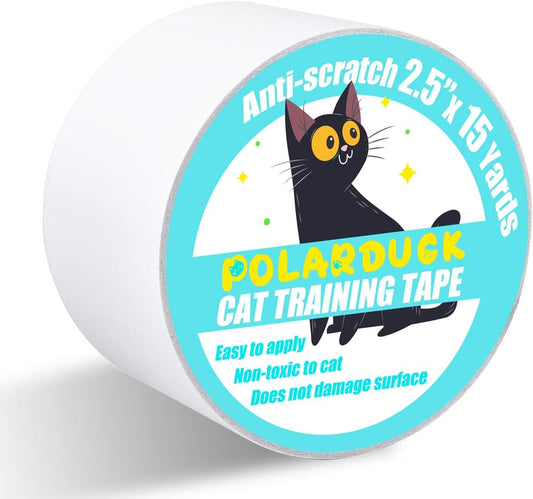Anti Cat Scratch Tape, 2.5 Inches X 15 Yards Cat Training Tape, 100% Transparent Clear Double Sided Cat Scratch Deterrent Tape, Furniture Protector for Couch, Carpet, Doors, Pet & Kid Safe