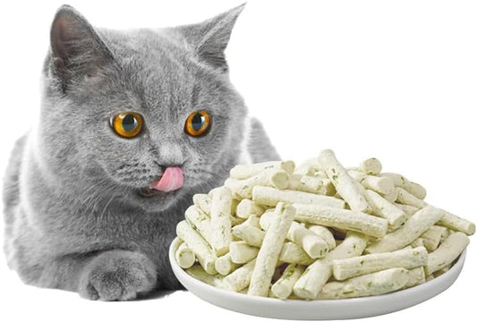 3.5Oz Cat Grass Teething Stick for Cat, Natural Cat Grass Treats for Indoor Cats, Freeze Dried Cat Grass Sticks with Goat Milk for Teeth Cleaning and Hairball Treatment