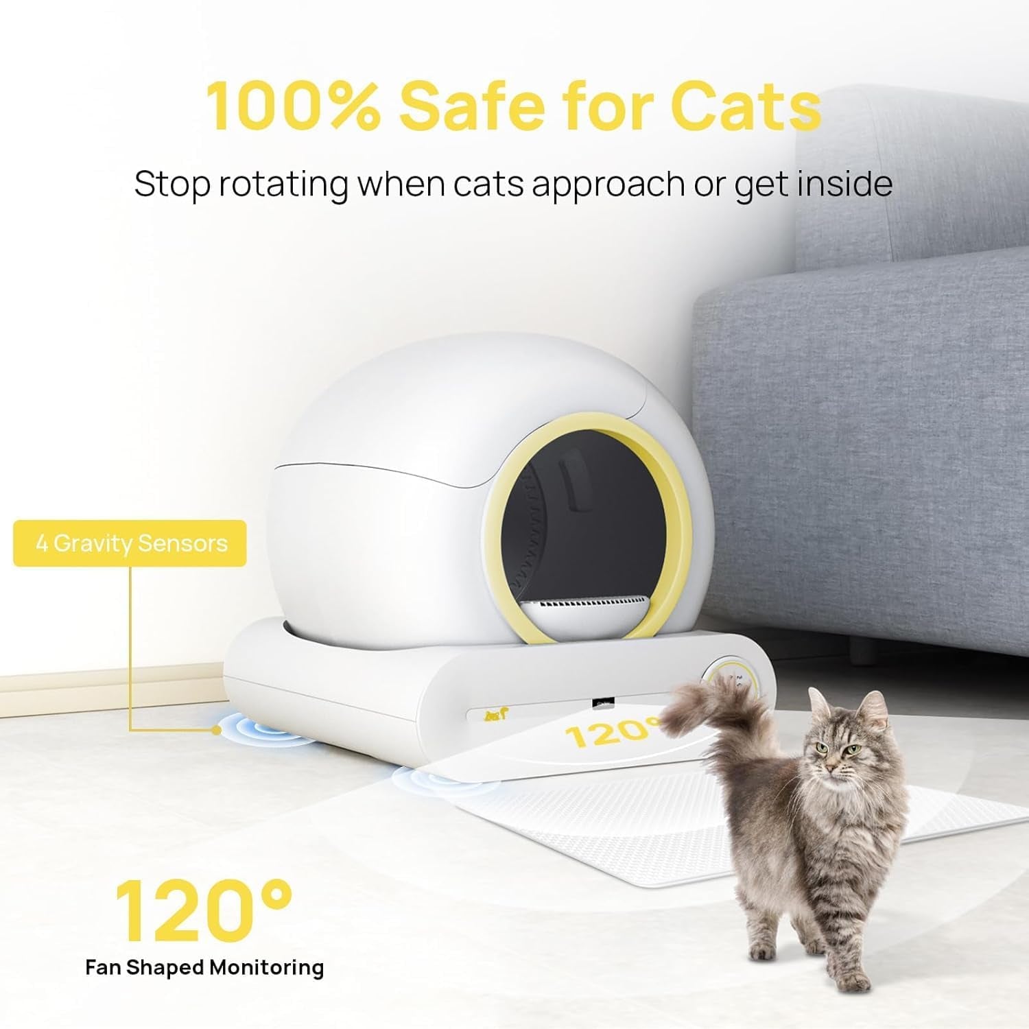 Automatic Cat Litter Box Self Cleaning, Smart Kitty Litter Box Automated Cleaning with APP Control, Low Entry Odorless Electric Litter Box Litter Robot for Multiple Cats