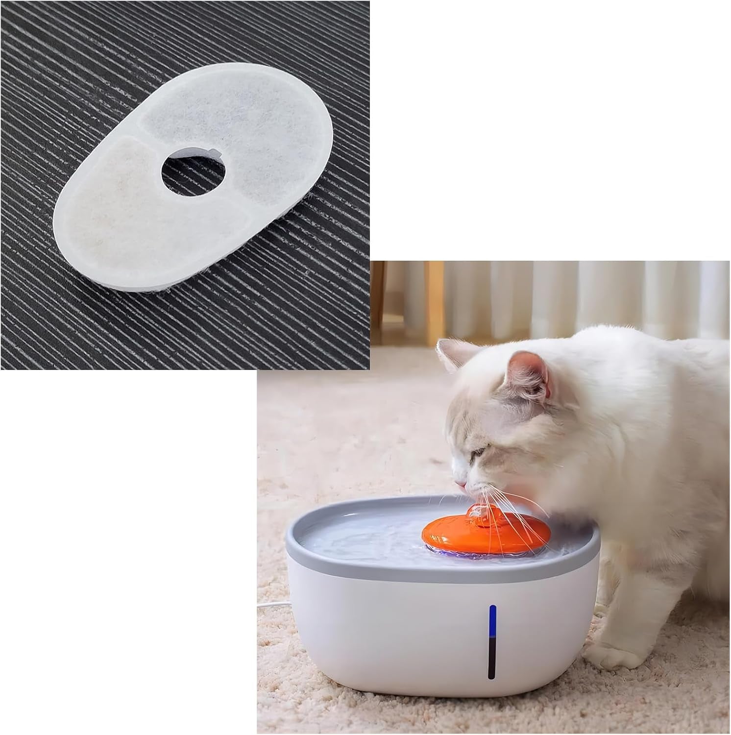 8 Sets Pet Fountain Water Filters W/Filter Sponge Compatible with Avocado Water Fountain Replacement Filters for Cat Dog Small Animal Water Dispenser Filters