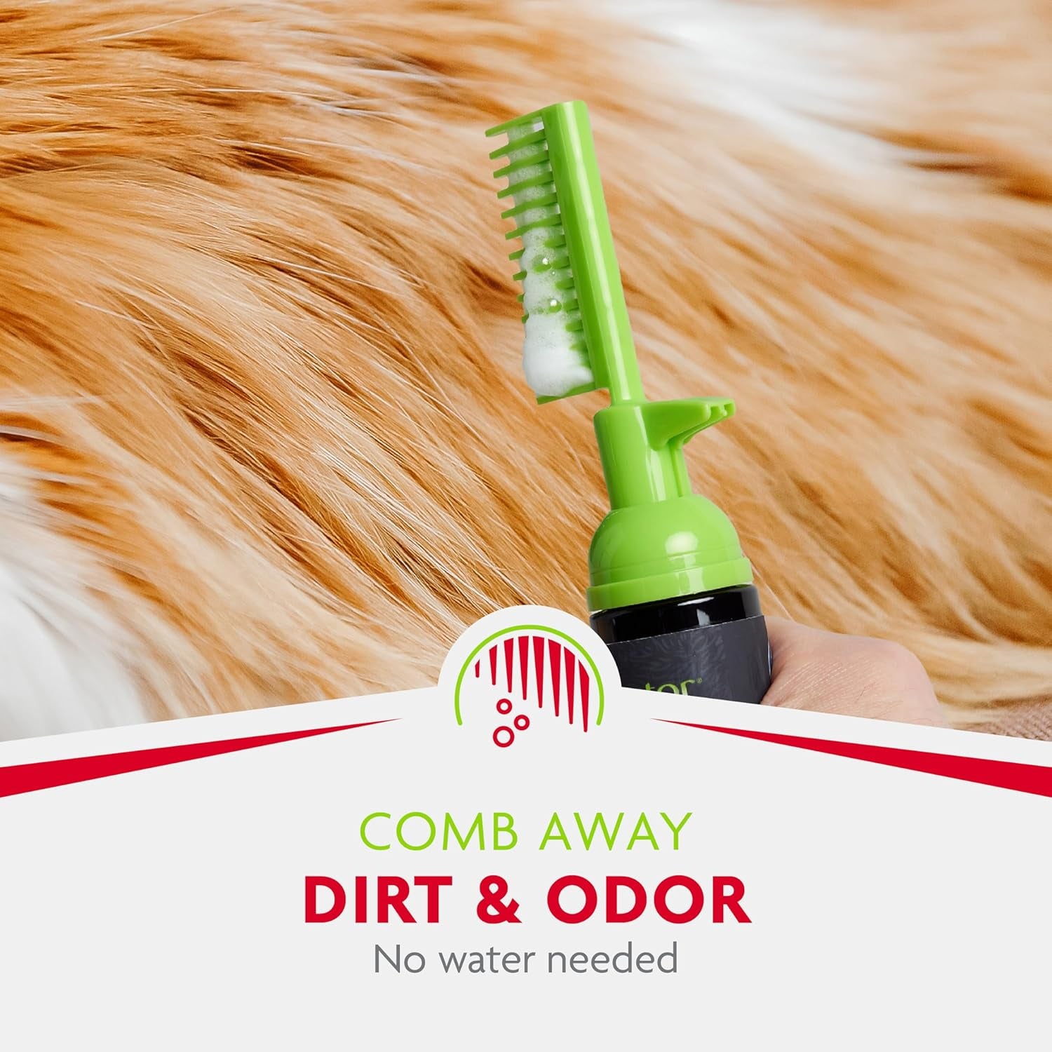 Tub-Free Deshedding Foam Comb, 3 Ounces, Grooming Comb for Cats Helps Freshen Coat and Reduce Odors with No Rinsing