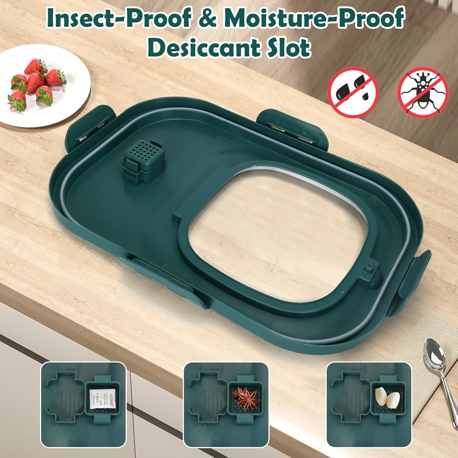 Dog Food Storage Container, 20-23Lbs Pet Food Container with Wheels, Scoop, Measuring Cup & Airtight Lids, Large Collapsible Travel Pet Dry Food Bin Keep Dog Treat Cat Food Bird Seed Fresh (Green)