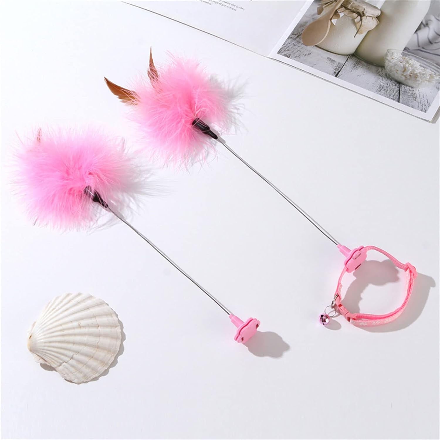 Feather Toy with Collar Exercise Indoor Kitten Self-Entertaining Accessories Funny with Feather Bells- Chasing Toy for Indoor Cats