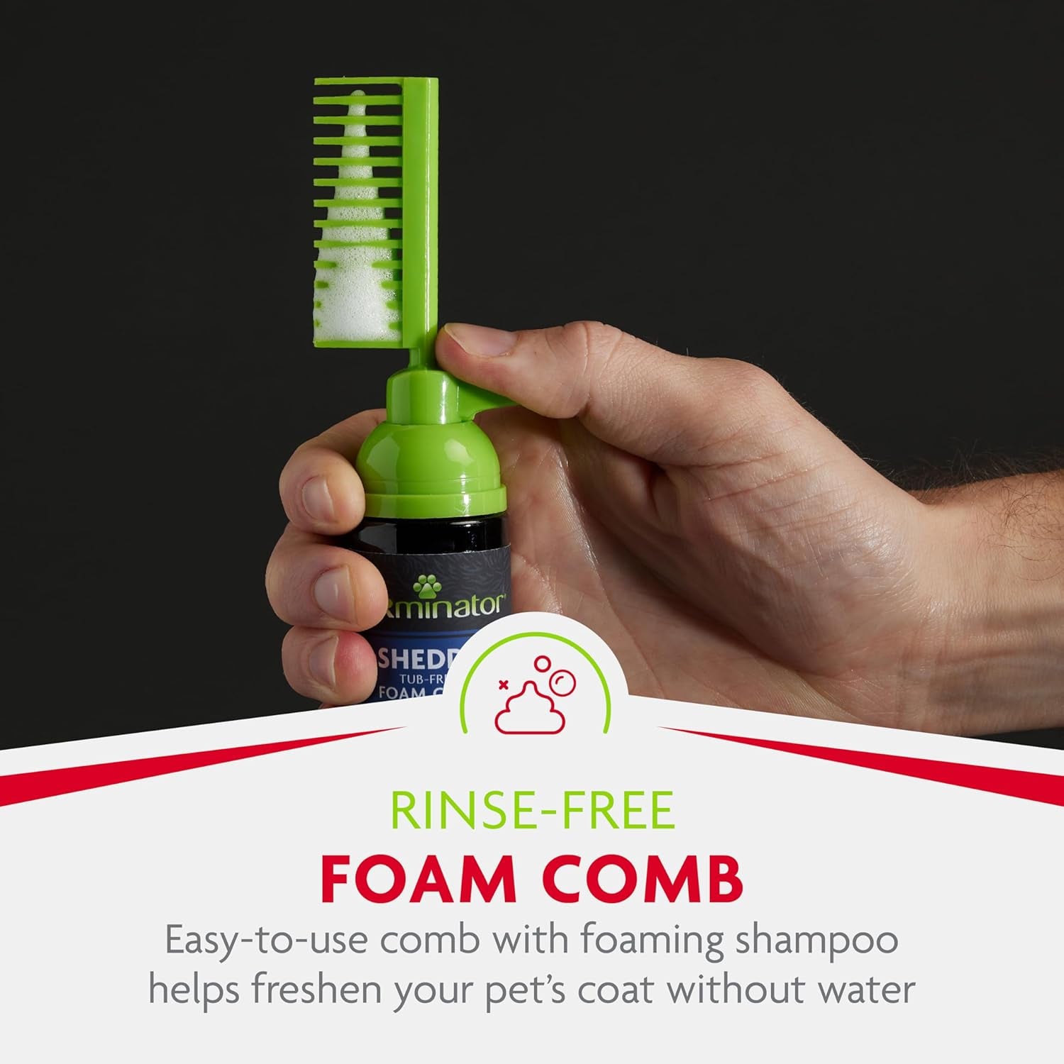 Tub-Free Deshedding Foam Comb, 3 Ounces, Grooming Comb for Cats Helps Freshen Coat and Reduce Odors with No Rinsing