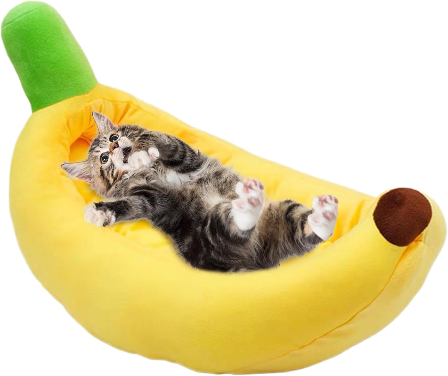 Banana Cat Bed Breathable Thermal Banana Dog Bed Soft Cotton Filled Cute Cat Bed with Detachable Cushion Machine Washable Pet Bed for Small Sized Cats &Dogs, Dog Bed