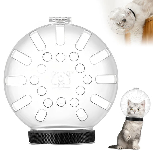 Cat Muzzle Breathable Cat Space Hood Anti-Bite Anti-Licking Transparent Pet Face Mask Reusable Cat Bite Guard for Aggressive Cat Kitten Astronaut Helmet for Cats Bath Beauty Grooming