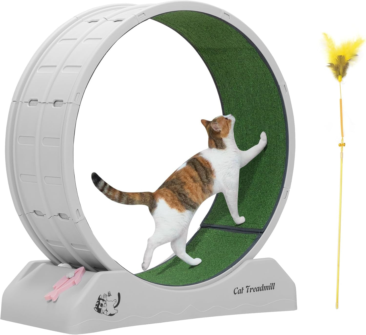 Cat Wheel for Indoor Cats 31.5" Cat Exercise Running Wheel with Locking Mechanism & Removable Carpeted Runway for Cat Weight Loss, Grey
