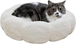 Cat Beds for Indoor Cats, Machine Washable Non-Skid, Fluffy Flower Cat Bed Cute, anti Anxiety Dog Beds for Toy Size Dogs, 20 * 20 Inches, Cream