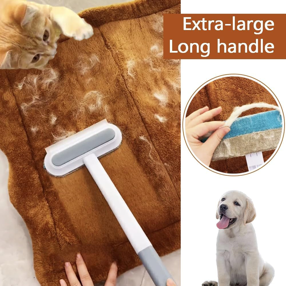 Pet Hair Remover, 4 In1 Cat and Dog Hair Removal for Couch with Extra Long Handle, 17-Inch, Cat Lint Squeegee for Furniture, Carpet, Clothes, Bedding, Tile, Hardwood Floor, Car, Window