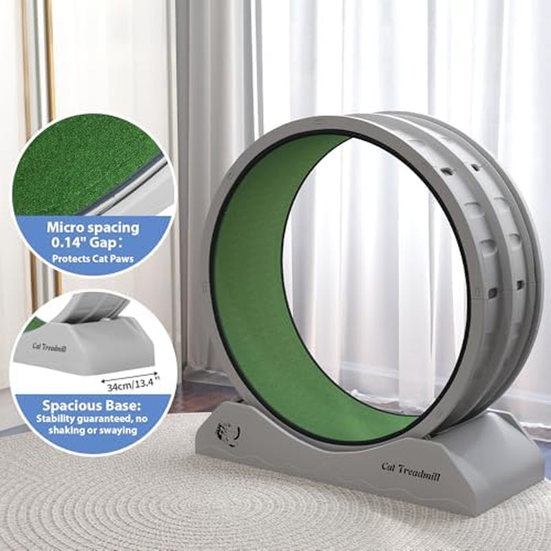 Cat Wheel for Indoor Cats 31.5" Cat Exercise Running Wheel with Locking Mechanism & Removable Carpeted Runway for Cat Weight Loss, Grey