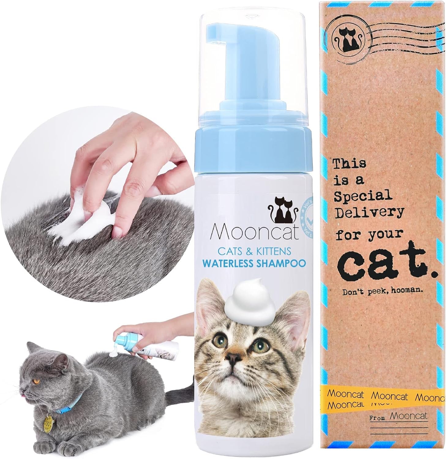 Waterless Cat Shampoo, Licking Safe Dry Shampoo, No Rinse Foam Cat Bath, Grooming for Cat, Kitten Sensitive Skin, Dander Reducing, Paraben Free, Ph Balanced (5 Oz) Shampoo ONLY