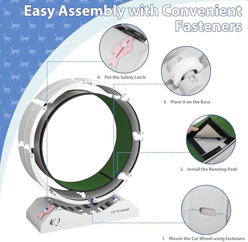 Cat Wheel for Indoor Cats 31.5" Cat Exercise Running Wheel with Locking Mechanism & Removable Carpeted Runway for Cat Weight Loss, Grey