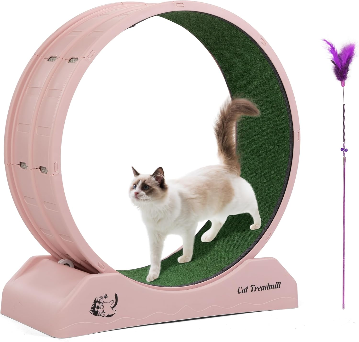 Cat Wheel for Indoor Cats 31.5" Cat Exercise Running Wheel with Locking Mechanism & Removable Carpeted Runway for Cat Weight Loss, Grey