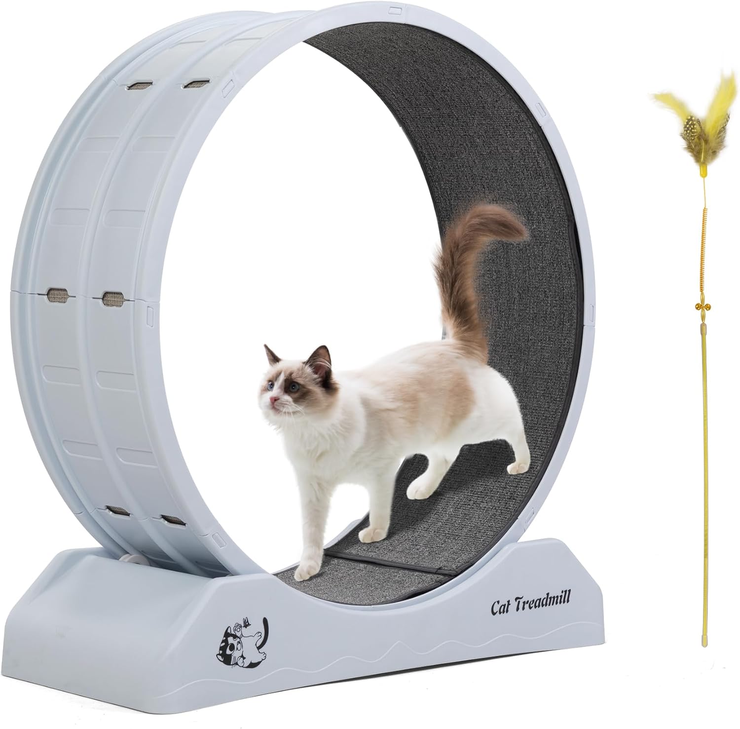 Cat Wheel for Indoor Cats 31.5" Cat Exercise Running Wheel with Locking Mechanism & Removable Carpeted Runway for Cat Weight Loss, Grey
