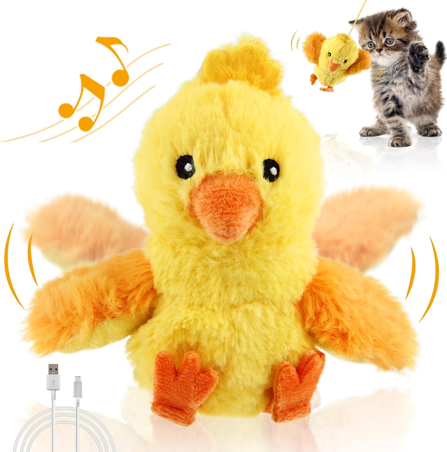 Chirping Bird Cat Toys Realistic Bird Plush Toy - Perfect Melody Chaser Cat Toys for Bored Indoor Adult Cats - Includes Hanging Loop for Cat Dancer and Interactive Play