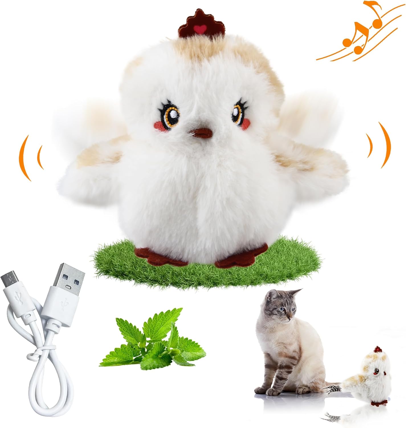 Chirping Bird Cat Toys Realistic Bird Plush Toy - Perfect Melody Chaser Cat Toys for Bored Indoor Adult Cats - Includes Hanging Loop for Cat Dancer and Interactive Play