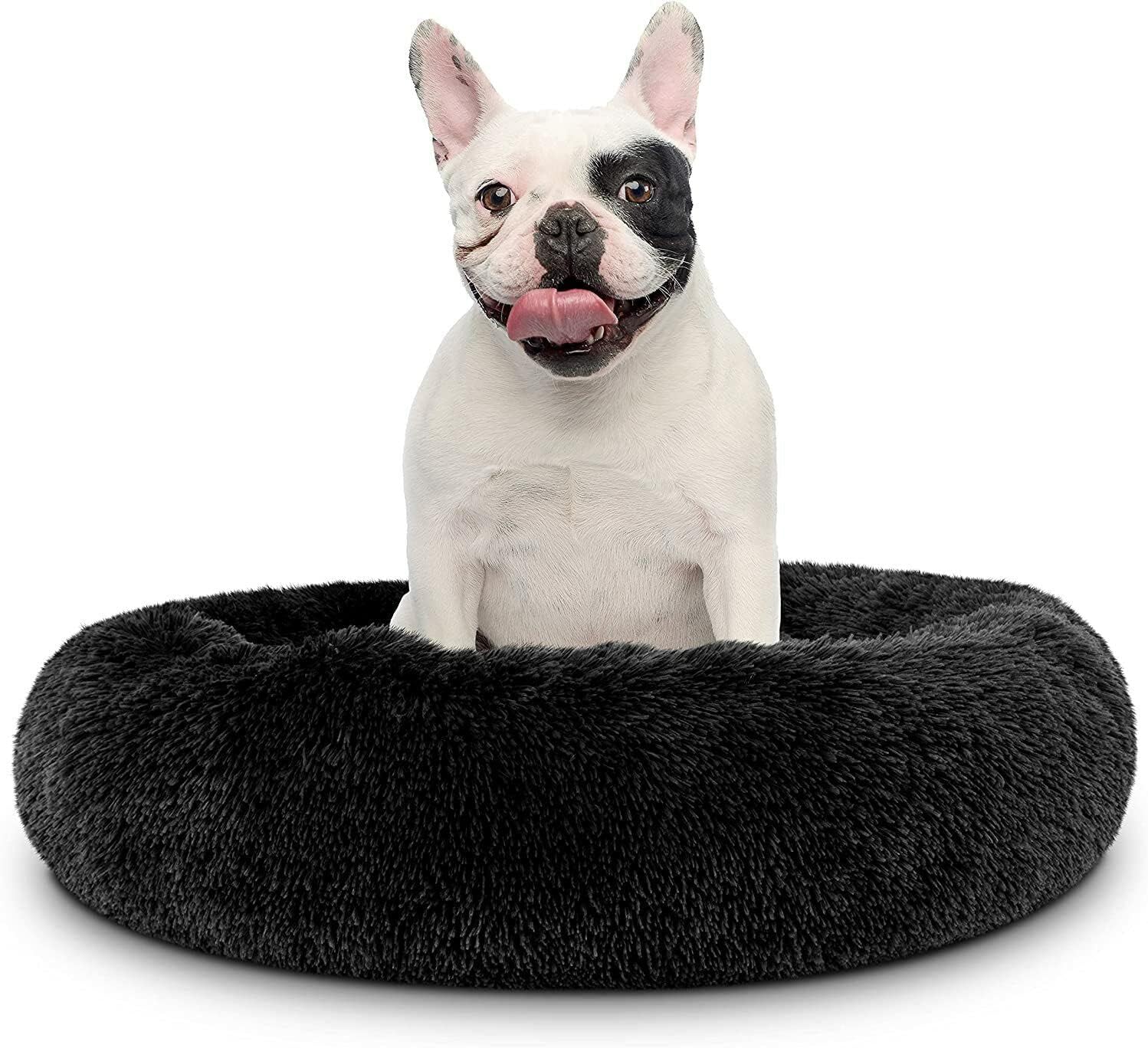 Cat Beds for Indoor Cats - Cat Bed Washable 20/24 Inches, Dog Beds for Small Medium Dogs, anti Anxiety round Fluffy Plush Faux Fur Cat Bed, Thick Bottom (Light Grey, Medium)