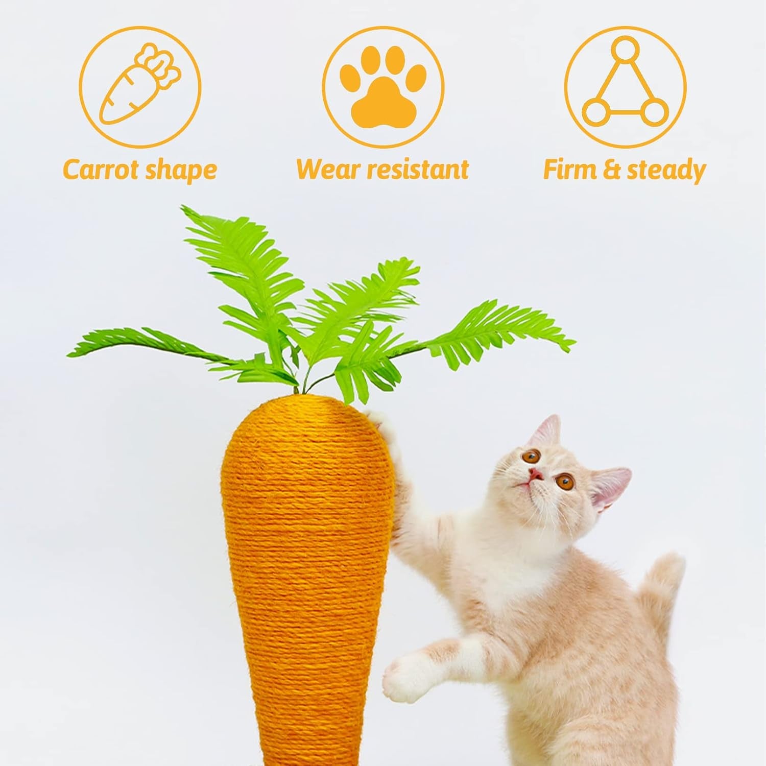 Rabbit Scratch Toy, Natural Sisal Interactive Bunny Claw Scratcher for Indoor Kittens, Cute Carrot Rabbit Nail Scratching Post for Kitten Bunny Guinea Pig Ferret Chinchilla