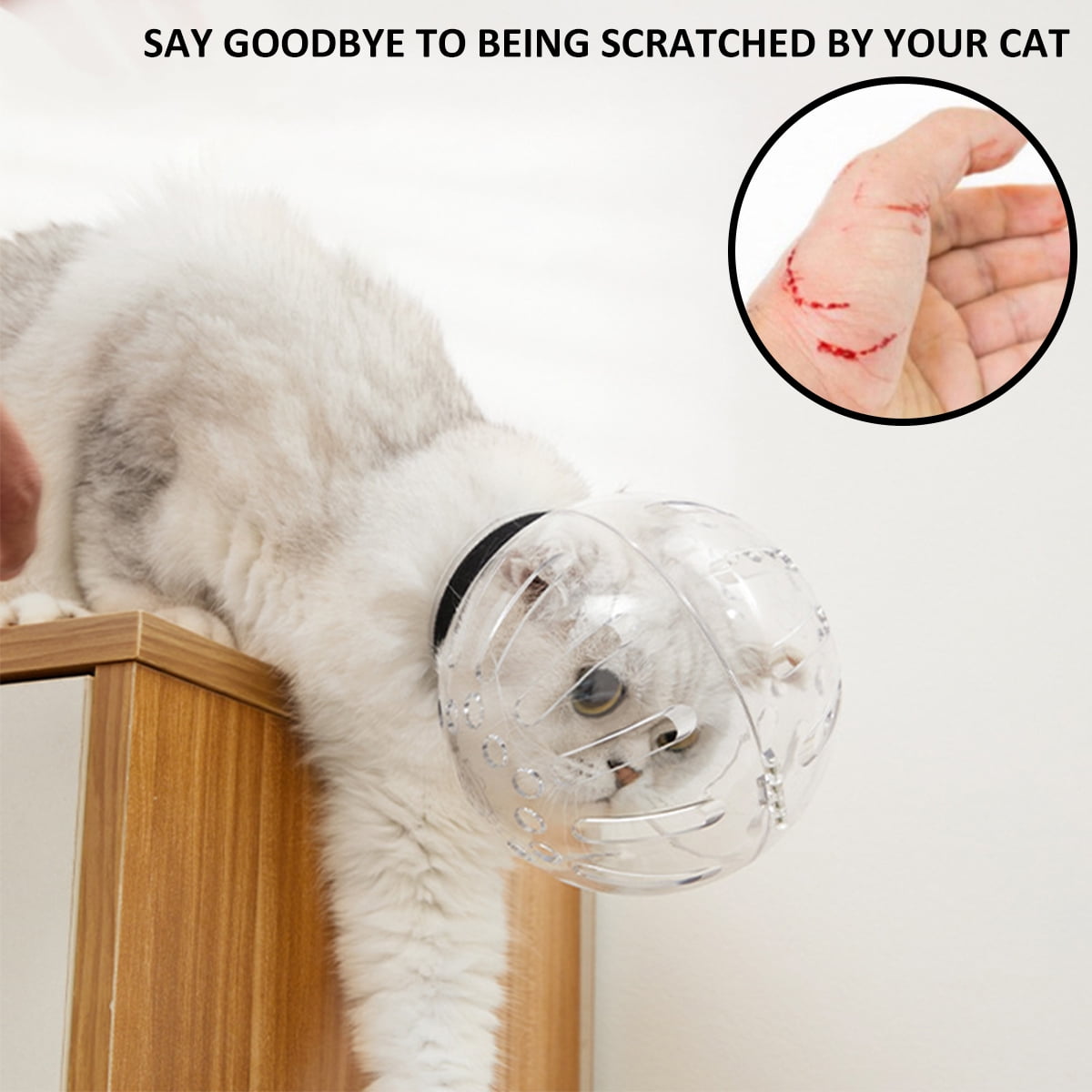 Cat Muzzle Breathable Cat Space Hood Anti-Bite Anti-Licking Transparent Pet Face Mask Reusable Cat Bite Guard for Aggressive Cat Kitten Astronaut Helmet for Cats Bath Beauty Grooming