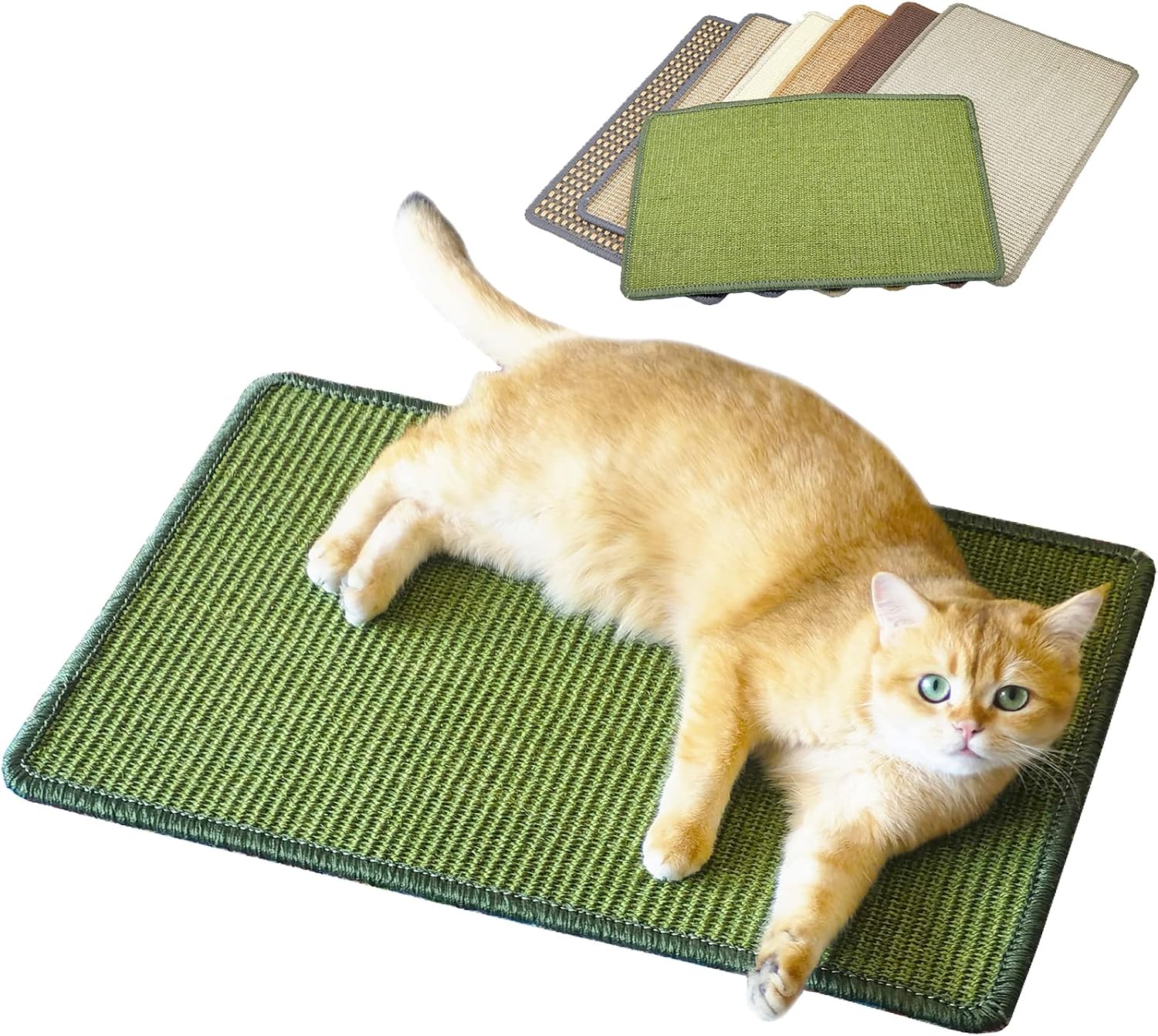 Cat Scratcher Mat, 23.6 X 15.7Inch,Natural Sisal Cat Scratchers for Indoor Cats with Velcro Tapes,Cat Scratching Pad Rug,Horizontal Cat Scratching Mat Protect Furniture and Sofas (Brown)