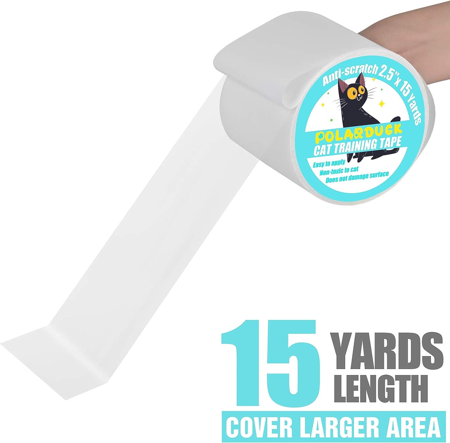 Anti Cat Scratch Tape, 2.5 Inches X 15 Yards Cat Training Tape, 100% Transparent Clear Double Sided Cat Scratch Deterrent Tape, Furniture Protector for Couch, Carpet, Doors, Pet & Kid Safe