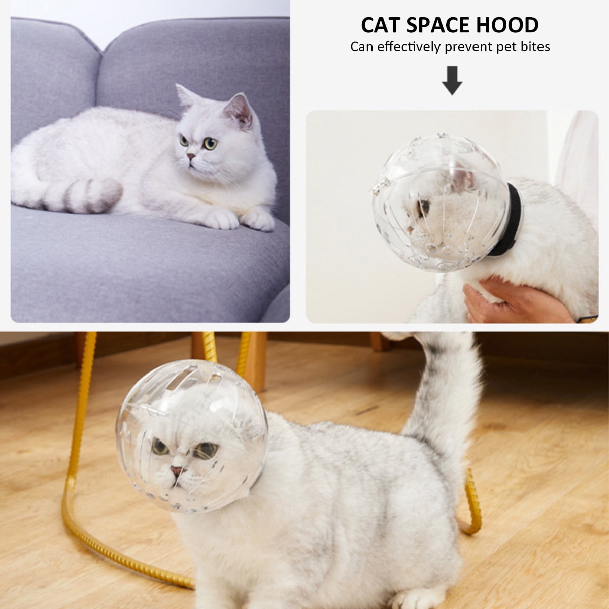 Cat Muzzle Breathable Cat Space Hood Anti-Bite Anti-Licking Transparent Pet Face Mask Reusable Cat Bite Guard for Aggressive Cat Kitten Astronaut Helmet for Cats Bath Beauty Grooming