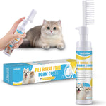Waterless Cat Shampoo,Comb and Wash 2-In-1,No Rinsing Foam Comb,Detangling&Moisturizing,Removing Odors 3.5Oz