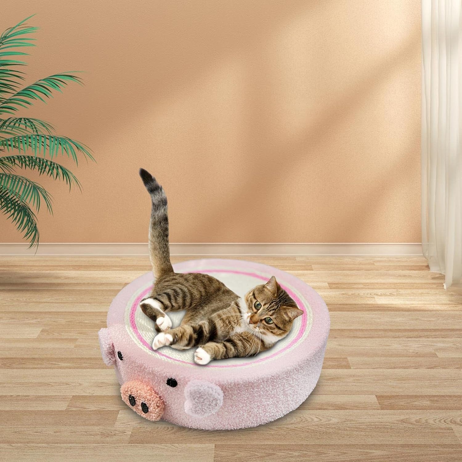 Cats Scratcher Bowl Scratcher Board Couch Mat Scratching Board Scratching Lounge Bed Scratch Pad Nest for Sleeping, Kitten, Resting, Kitty, Pink Pig