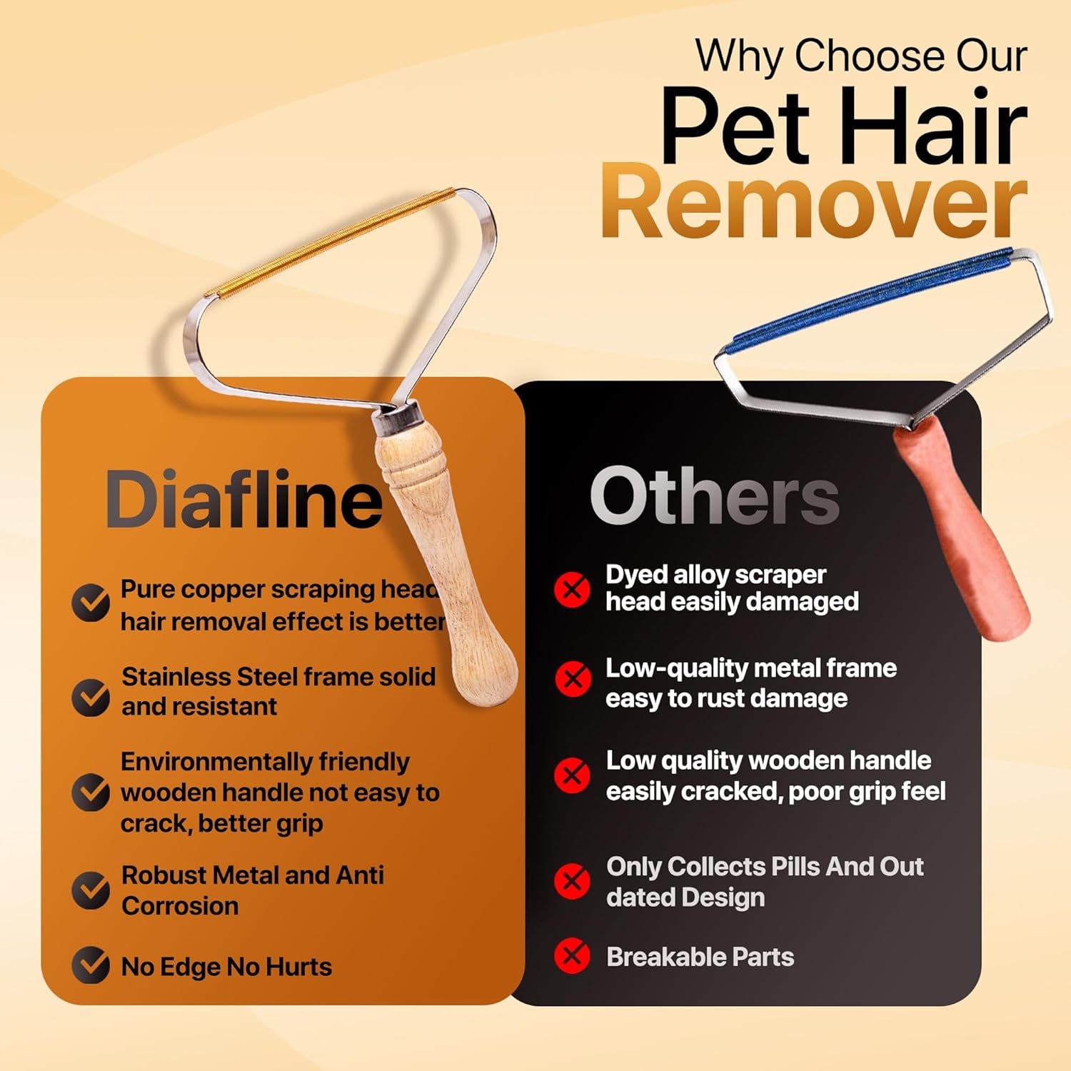 Pet Hair Remover, Pro Special Multi Fabric Edge and Carpet Fur Rake Scraper, Deep Clean Dog Hair Remover, Lint Cat Hair Removal Tool Shaver for Couch, Pet Towers and Rugs