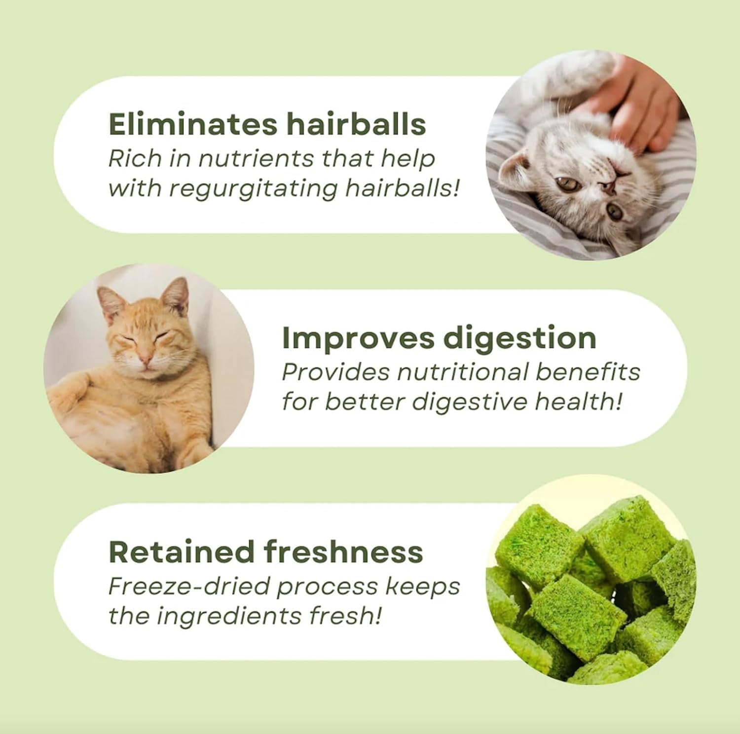 110G Cat Grass Treats for Cat, Cat Grass Cube, Natural Dried Cat Grass Teething Stick Snacks for Cats, Edible Cat Chew Toys for Teeth Cleaning and Hairball Removal