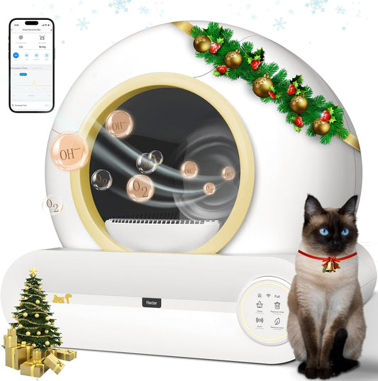 Automatic Cat Litter Box Self Cleaning, Smart Kitty Litter Box Automated Cleaning with APP Control, Low Entry Odorless Electric Litter Box Litter Robot for Multiple Cats