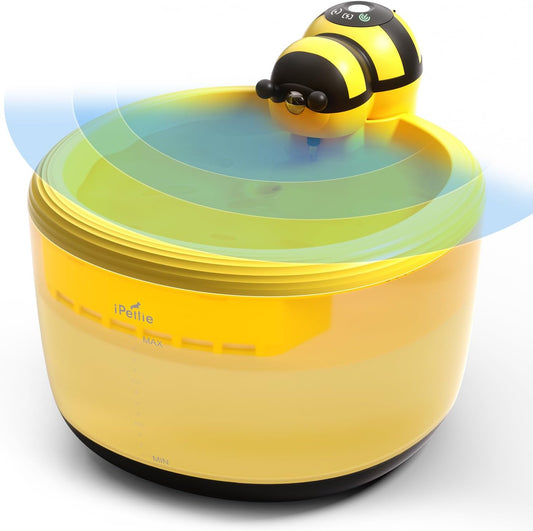 Honeybee Wireless Cat Water Fountain, Battery Operated Cordless Drinking Dispenser, Filtered Waterer Purifier with Motion Sensor, 30-Day of Battery Life, 75Oz/2.2L