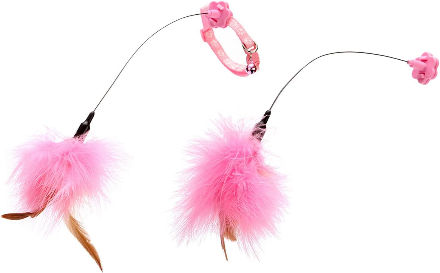Feather Toy with Collar Exercise Indoor Kitten Self-Entertaining Accessories Funny with Feather Bells- Chasing Toy for Indoor Cats