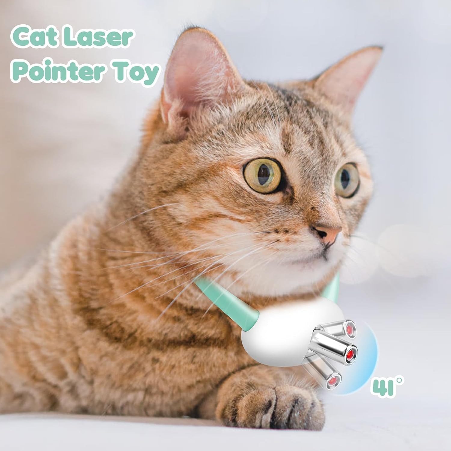 Automatic Laser Collar Cat Toy - Upgraded Laser Collar Cat Toys, Flashing and Lasting Modes, 8-12″ Bend Collar & 41°Adjust Angle Free Hands. Type-C USB Charge 1H and Works 12H. Gifts for Ailurophile