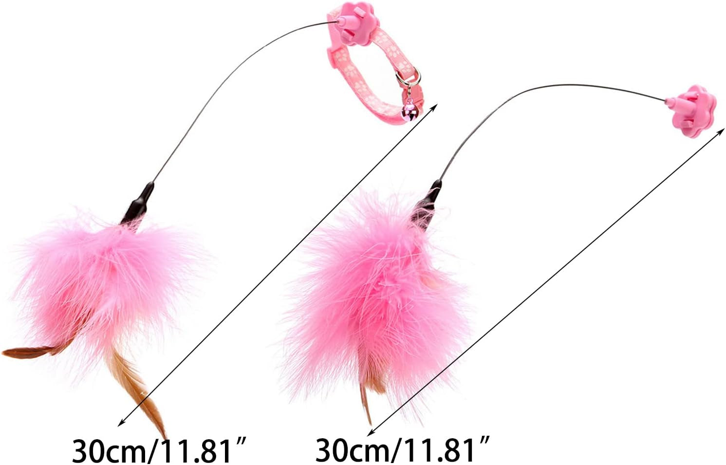 Feather Toy with Collar Exercise Indoor Kitten Self-Entertaining Accessories Funny with Feather Bells- Chasing Toy for Indoor Cats