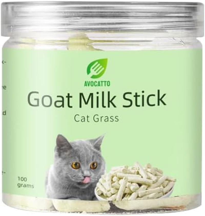 3.5Oz Cat Grass Teething Stick for Cat, Natural Cat Grass Treats for Indoor Cats, Freeze Dried Cat Grass Sticks with Goat Milk for Teeth Cleaning and Hairball Treatment