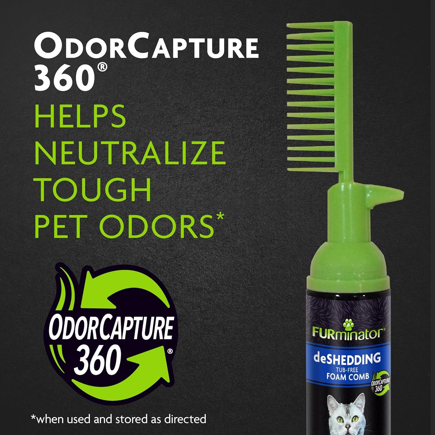 Tub-Free Deshedding Foam Comb, 3 Ounces, Grooming Comb for Cats Helps Freshen Coat and Reduce Odors with No Rinsing