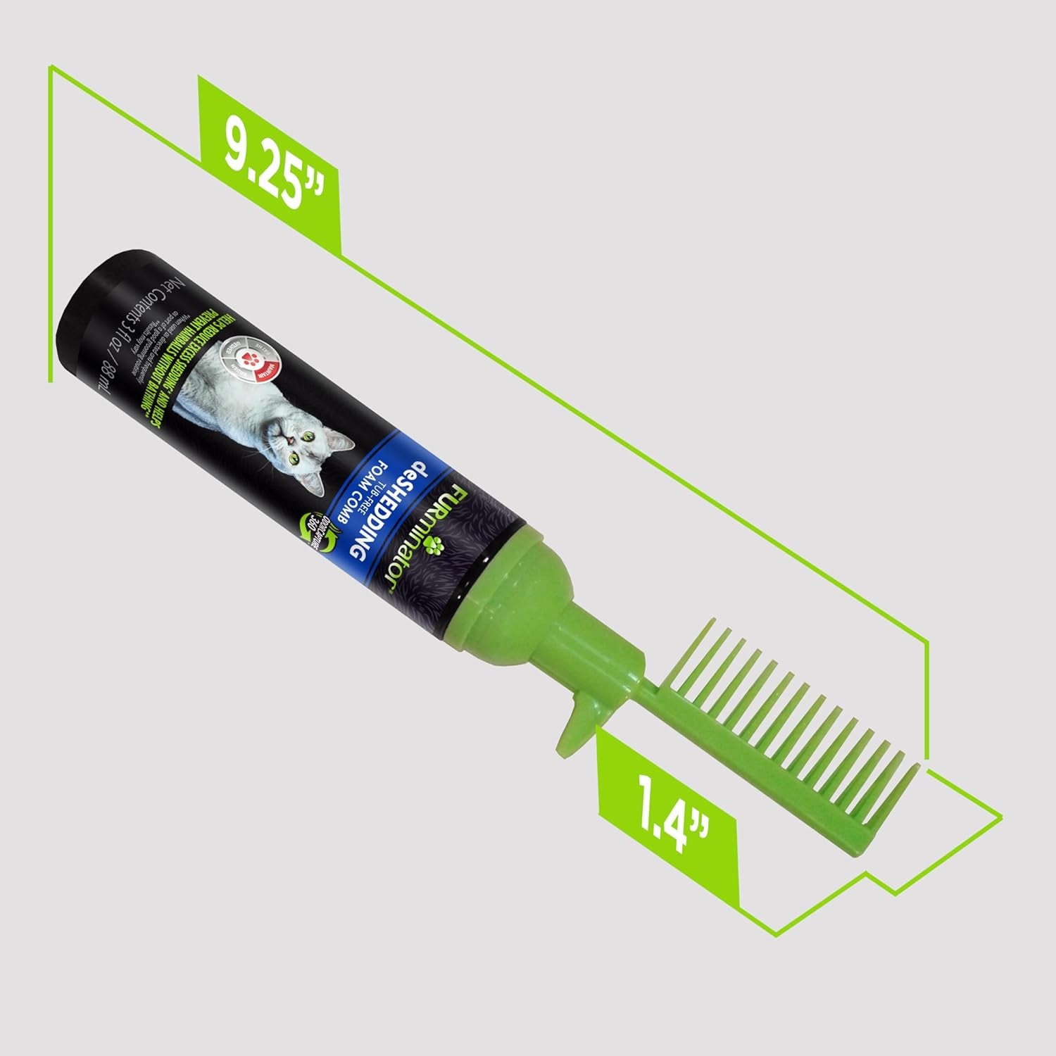 Tub-Free Deshedding Foam Comb, 3 Ounces, Grooming Comb for Cats Helps Freshen Coat and Reduce Odors with No Rinsing