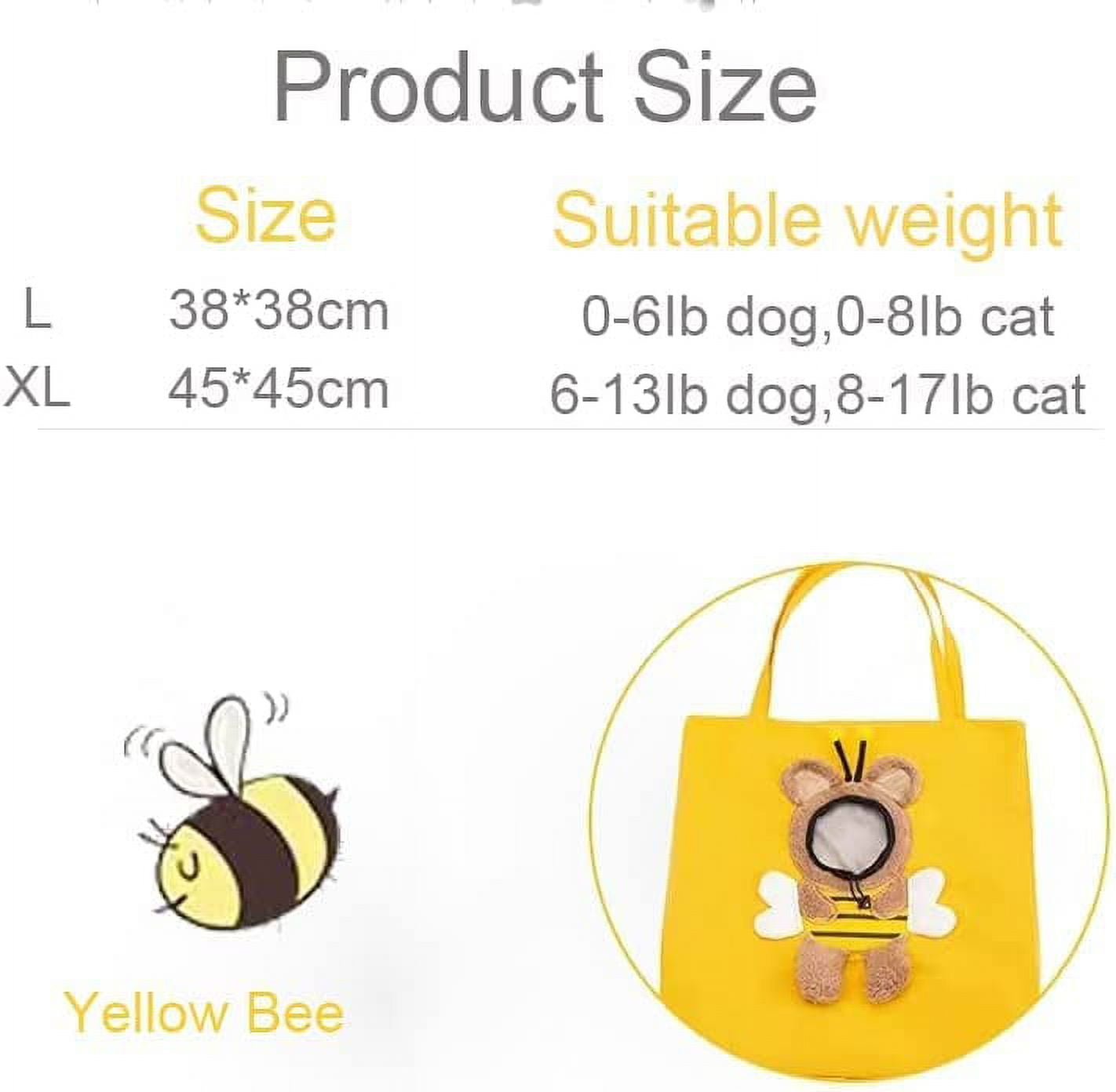 Cat Carrier Bag Small Dog Purse, Cute Bee-Shaped Show Head Small Dog Carrier,Pet Canvas Shoulder Carrying Bag,Dog Carrier Sling Soft Pouch Tote Bag for Puppy Doggy Kitten Small to Medium Cat