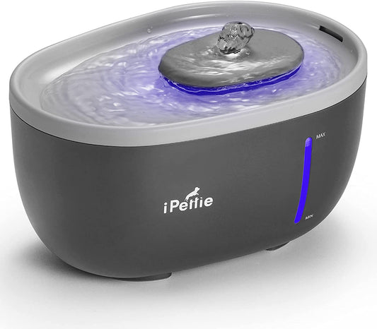 Avocado Pet Water Fountain with LED Light, 67Oz/2.0L, Ultra Quiet Cat Water Fountain with Filter, Automatic Pet Water Fountain for Cats and Small Dogs, Grey
