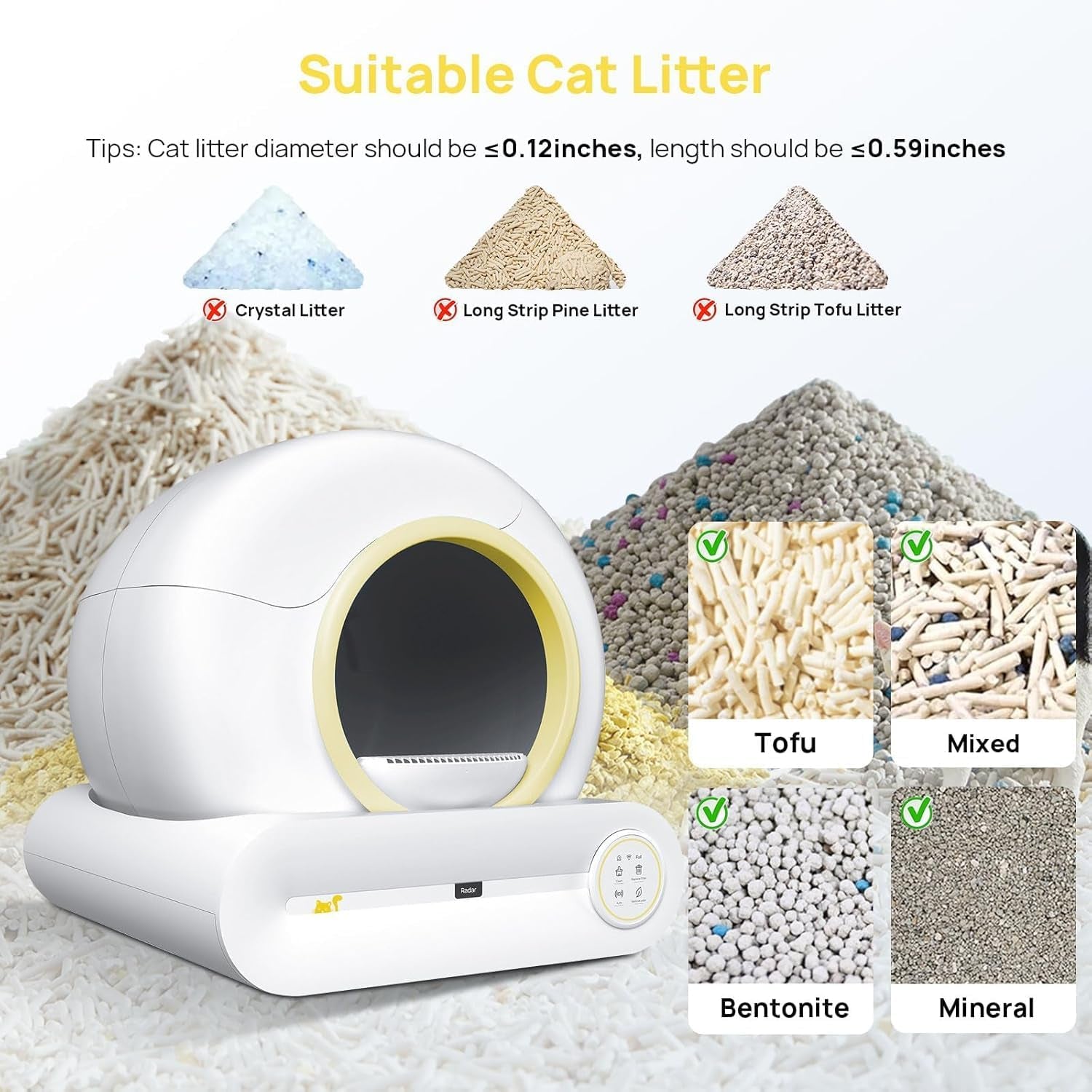 Automatic Cat Litter Box Self Cleaning, Smart Kitty Litter Box Automated Cleaning with APP Control, Low Entry Odorless Electric Litter Box Litter Robot for Multiple Cats