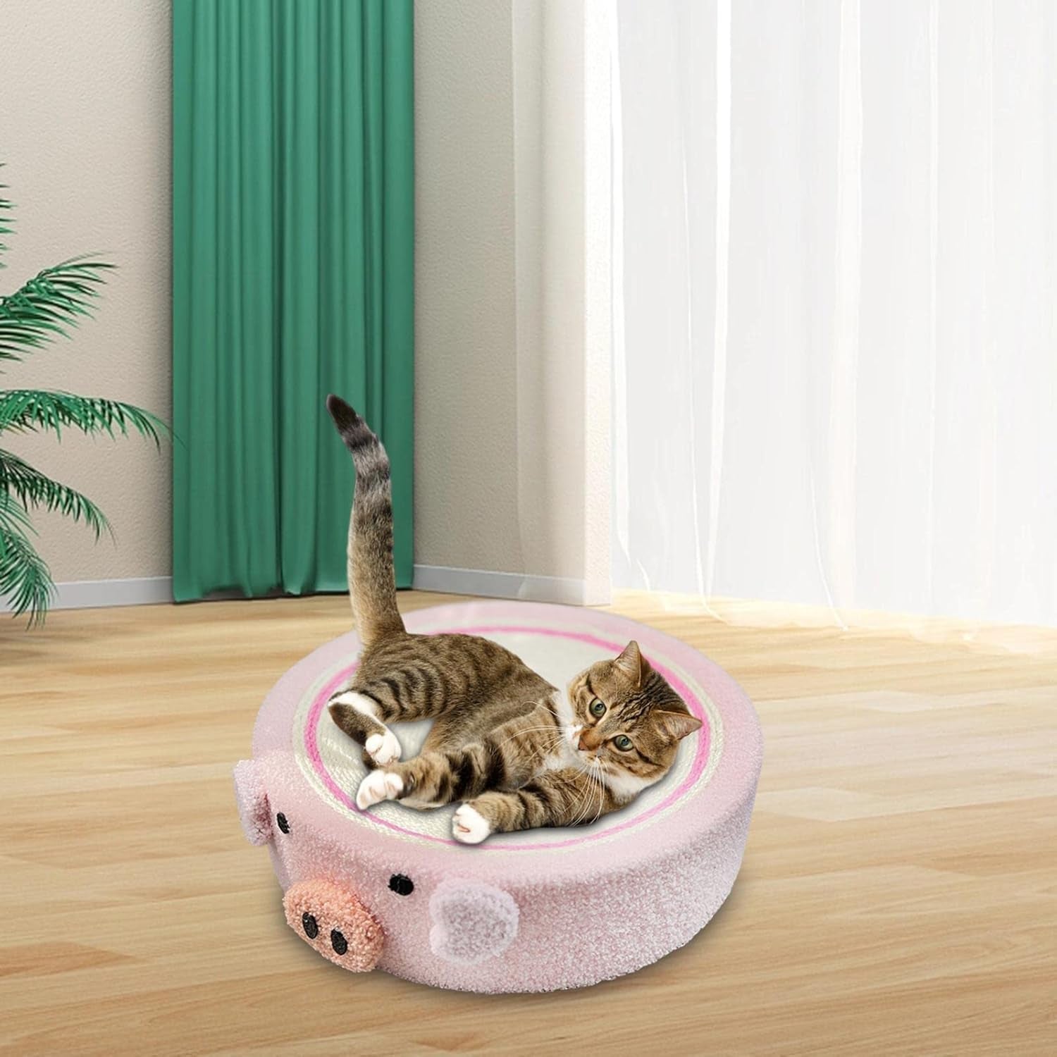 Cats Scratcher Bowl Scratcher Board Couch Mat Scratching Board Scratching Lounge Bed Scratch Pad Nest for Sleeping, Kitten, Resting, Kitty, Pink Pig