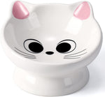 Raised Cat Food Bowl Ceramic 15° Tilted Cat Food Bowls Protect Cat'S Spine anti Vomiting Backflow Prevention Cat Bowls for Adult Cats, Kitten, and Small Dogs, Pink