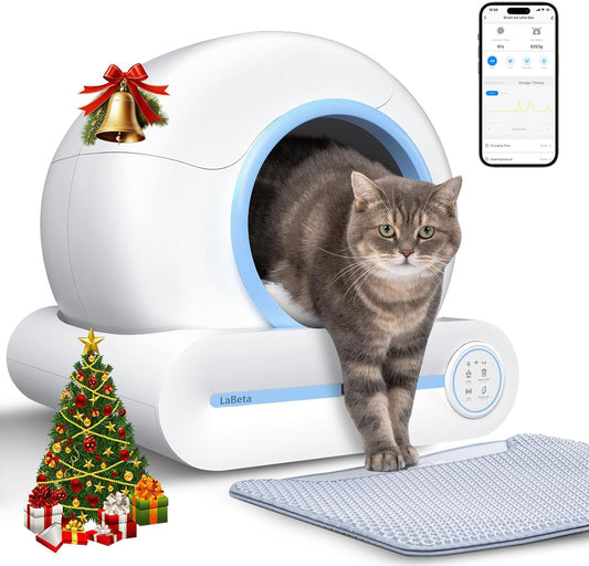 Automatic Cat Litter Box, 2024 Upgraded Automatic Cat Litter Box with Mat & Cleaning Tools, 68L+9L Large Capacity Litter Robot, Suitable for Multiple Cats, APP Control (Blue)
