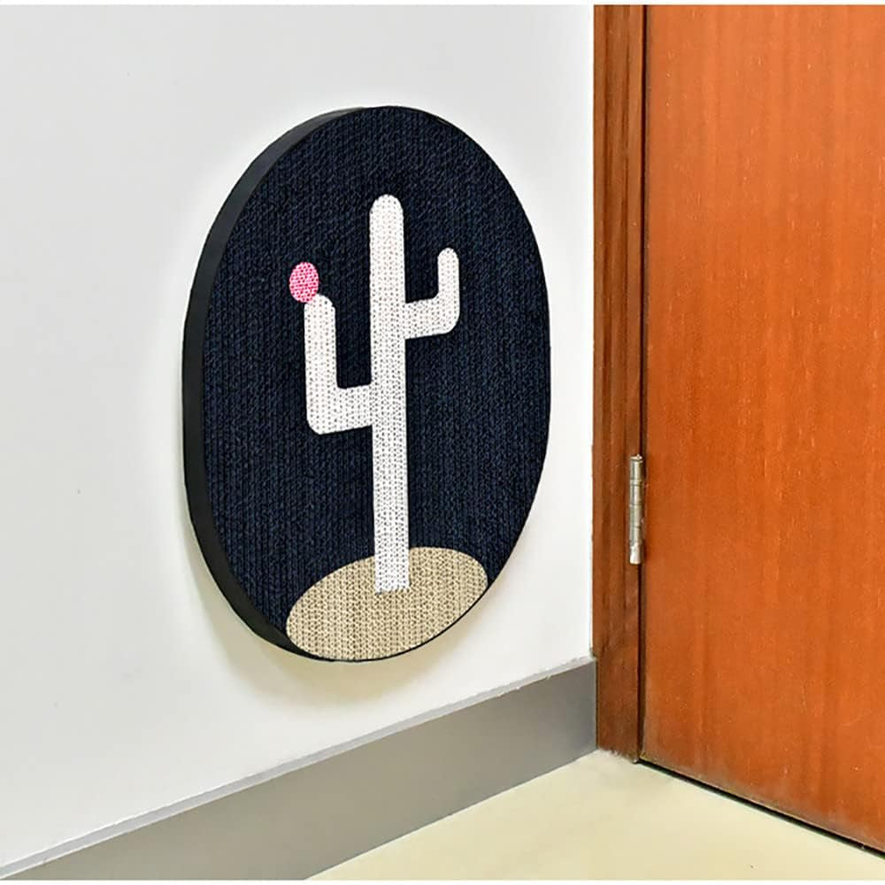 Cat Scratch Pad with Cactus Pattern, Cat Scratcher Corrugated Cardboard, Stick on Floor Door as Cat Scratch Furniture Protector, Cat Wall Scratcher (Black)